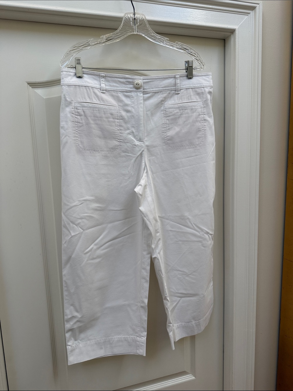 Talbots White Wide-Leg Crop Trousers